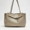 Beżowa skórzana torba shopper