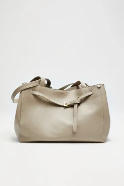 Beżowa skórzana torba shopper