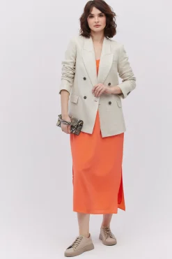 Beżowy żakiet z lnem