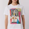 Biały bawełniany t-shirt z nadrukiem