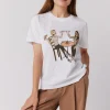 Biały bawełniany t-shirt z nadrukiem