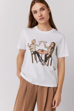 Biały bawełniany t-shirt z nadrukiem