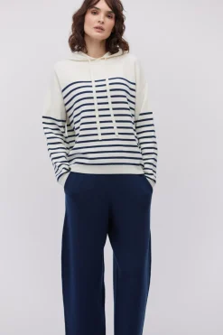 Bluza z kapturem w granatowe paski