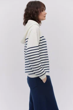 Bluza z kapturem w granatowe paski