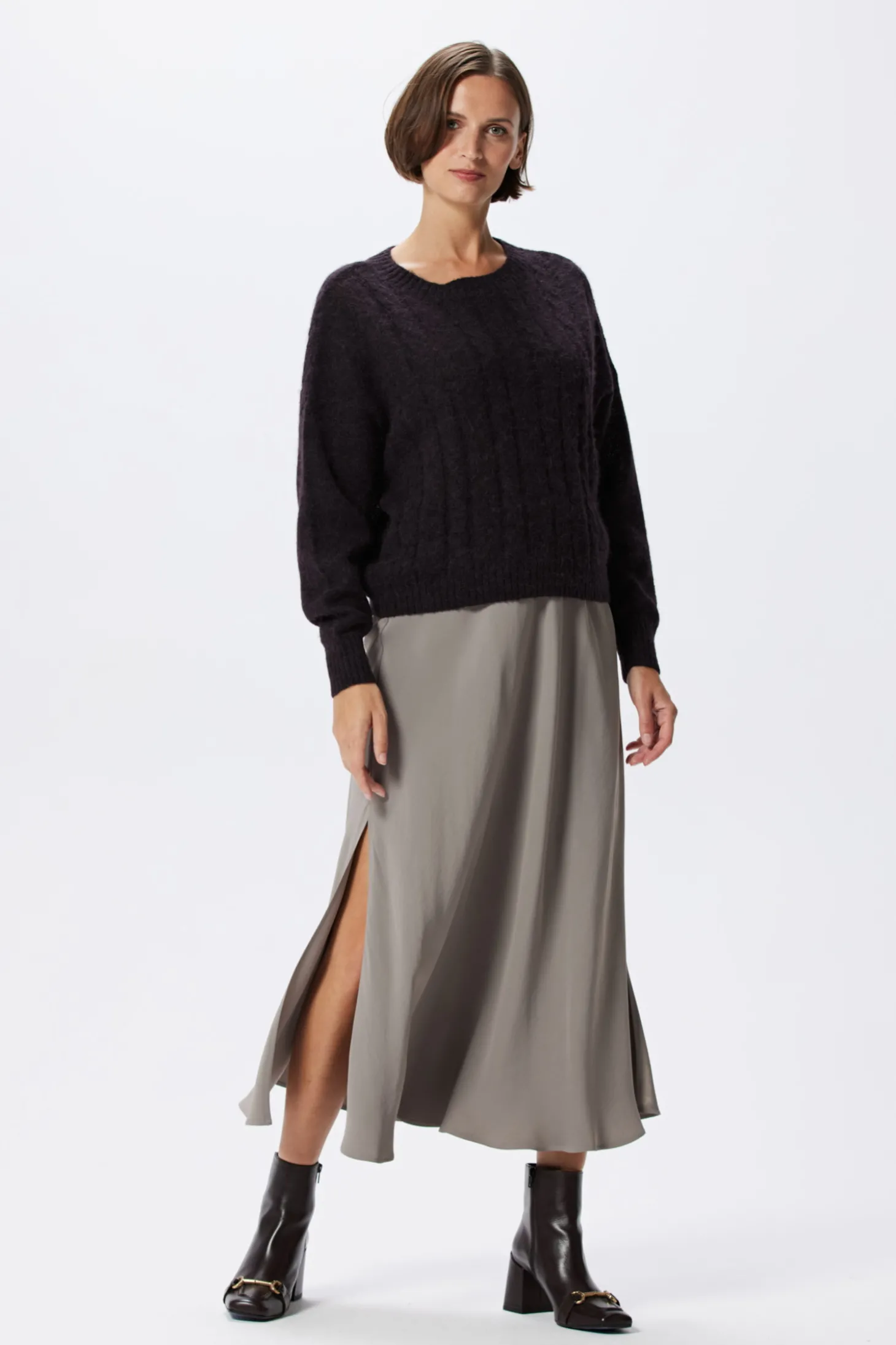 Brązowy sweter z wełną alpaki