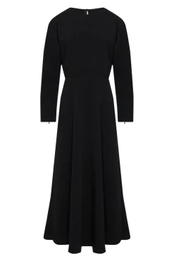 Czarna sukienka midi z rękawem kimono