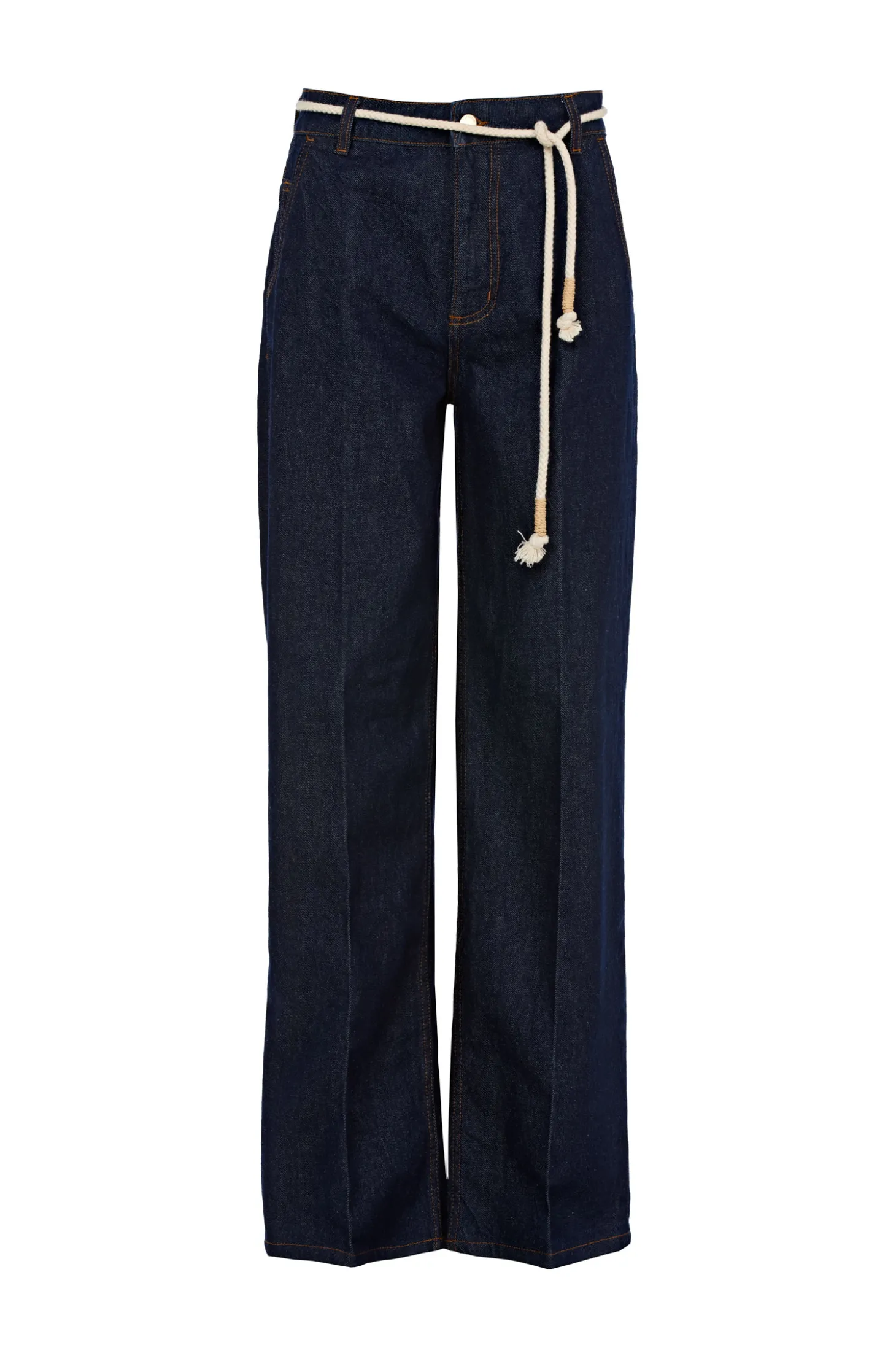 Granatowe szerokie spodnie jeans