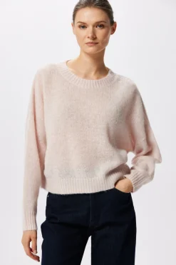 Różowy sweter z mieszanki wełny alpaki