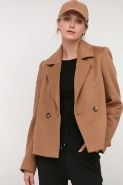 Wełniana kurtka camel 100% wełna wielbłądzia